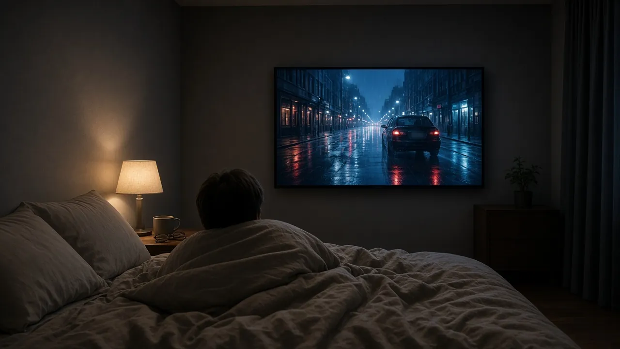 Binge-watching a series in bed on Trex IPTV