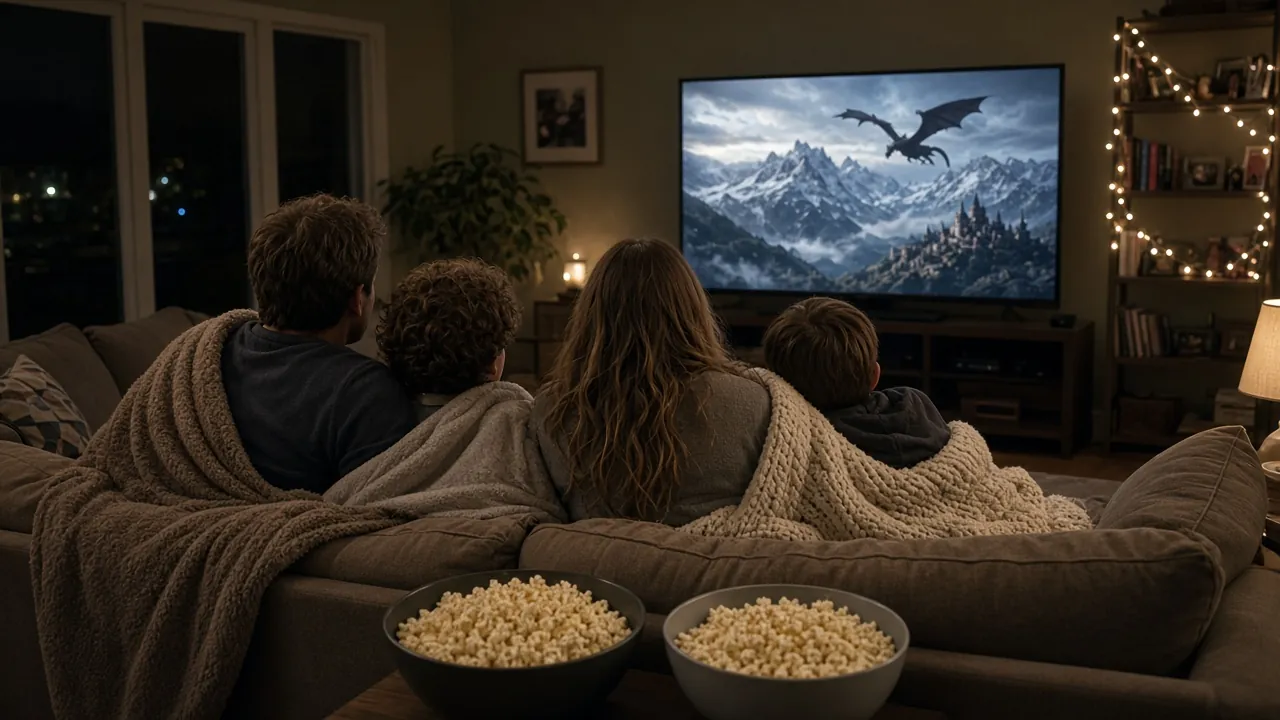 A family movie night on the sofa with Trex IPTV video on demand